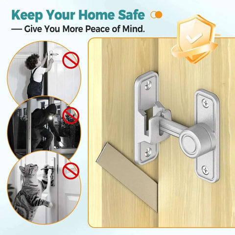 Heavy Duty 90 Degree And 180 Degree Barn Door Lock Made From Rust Proof Zinc Alloy installed on wooden door for security