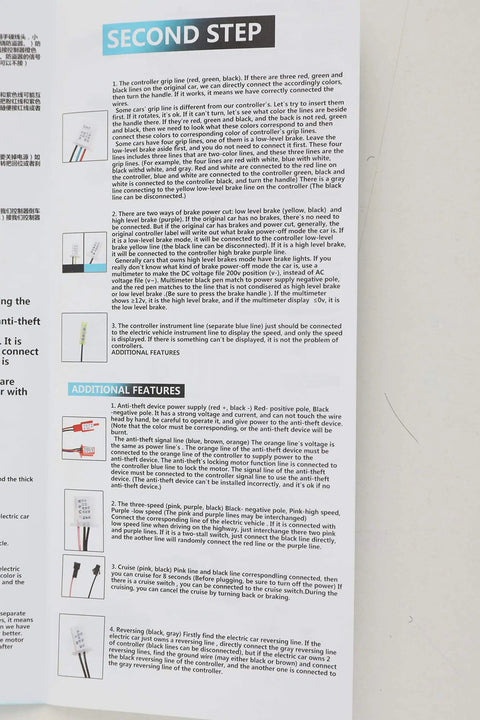 Instruction manual page for Beast 48V To 72V 2000W Brushless Motor Controller showing steps and features for electric bike upgrades.