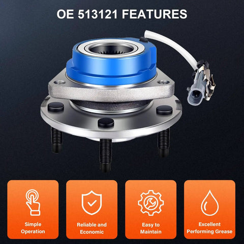 Single front wheel hub bearing assembly 5-lug OE 513121 with simple operation and excellent grease features