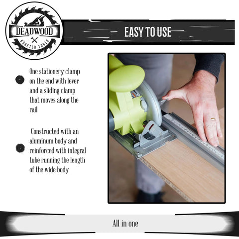 Cutting wood with Aluminum Pro Grip Clamp Straight Edge Wood Cutting Guide For Table Saw Up To 50 Inches