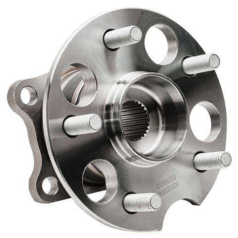 Side view of Rear Wheel Bearing Hubs Assembly Kit for AWD Toyota Highlander Venza Lexus RX330 RX350 RX400h 2004 Through 2016 2 Pack 5 Lug Beefy Drop In Replacement Durable Wheel Hub Bearings.