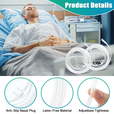 Anglechic 10-pack adult oxygen nasal cannula tubing, 7 ft, transparent, latex-free, lightweight with curved nosepiece