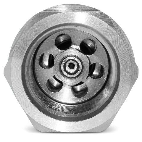 3/4 in SAE-12 flat-face hydraulic quick-connect coupling, metal body, front view