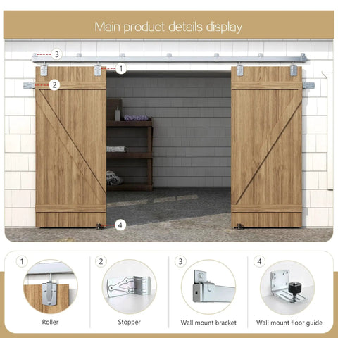 Heavy Duty Exterior Sliding Barn Door Hardware Kit In Galvanized Steel 450 Lb Capacity 10 Ft Track Outdoor Use Fits Up To Two Doors Up To 60 Inches Wide Anti Corrosion Surface Durable Weather Resistant Construction