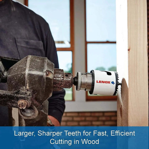 Bi Metal 4 Inch Hole Saw With Speed Slot For Metal Cutting Arbored By Lenox Tools Beefed Up 2X More Durable With 50 Percent Longer Life Sharper Teeth For Fast Cutting Easy Plug Ejection used on wood