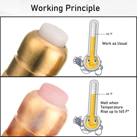 PWACCS 1/4 in NPT pressure washer thermal relief valve kit, two brass valves with white and pink caps.