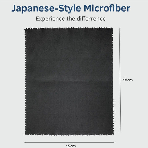 Pack Of 30 Japanese Style Microfiber Glasses Cleaning Cloths For Eyewear, black cloth measuring 15x18cm with stitch edges, front view
