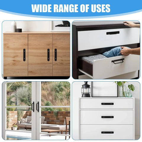 12 Pack 5.8 Inch Aluminum Alloy Black Cabinet Pulls With Screws For Barn Doors Cupboards Wardrobes Closets And More Sliding Kitchen Handles Ideal For Drawers Doors Garage And Shed Long Lasting installed on various furniture and doors