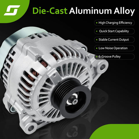 Alternator Replacement For 2007 To 2012 Sorento Sedona Borrego Veracruz Sonata Santa Fe Entourage Azera 3.3L 3.8L V6 Direct Fit OEM Quality High Output Charging System Plug And Play front view