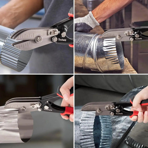 Five Blade Sheet Metal Tools Toolwiz Duct Crimping Tool for 24 to 26 Gauge Downspout and Stove Pipe in stainless steel use
