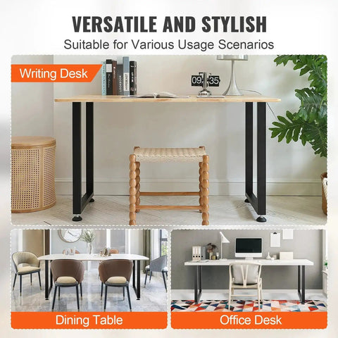 28 Inch Adjustable Square Steel Table Legs Set Of 2 Heavy Duty Desk Legs With 1000 Lb Load Capacity Rust Proof Matte Black Finish shown as writing desk, dining table, and office desk