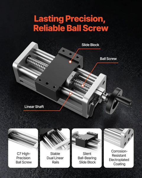 Precision Linear Stage Actuator With 100 mm Stroke For CNC Routers And 3D Printers X Y Z Axis Dual Ball Screw And Dual Guide Rails Handwheel