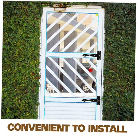 8 Pack Heavy Duty Iron Door Hinges for Cabinet Replacement with Smooth Surface and High Load Capacity, shown on white outdoor door