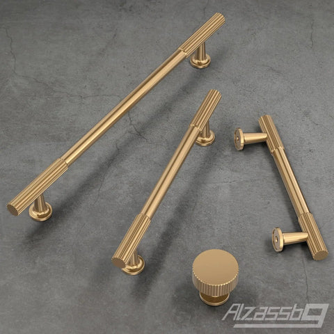 Champagne Bronze Cabinet Pulls Set Of 10, 3 Inch Hole Centers Cabinet Handles, AL3095BRG, shown on gray surface
