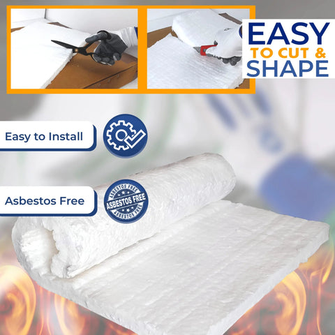 Ceramic fiber insulation blanket, 1 in thick x 24 x 12 in, fireproof insulation for kilns and furnaces, Amazon SIMOND STORE.