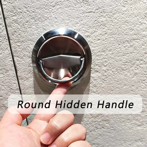 Round Recessed Pull Handle For Cabinets And Furniture 2.91 Inch By 0.55 Inch Concealed Brushed Stainless Steel Door Knob