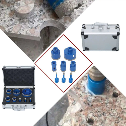 Diamond Hole Saw Drill Bit Set with 8 pieces 6mm to 68mm M14, with storage case, for tile, ceramic, porcelain, marble.