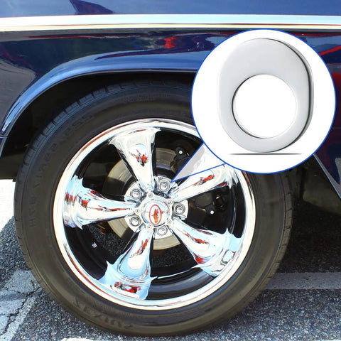 Close-up of wheel with installed offset wheel washer, part of 40 Pack Offset Wheel Washers Compatible With Most Wheels And Tire Repair Tools.