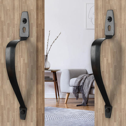 Beefy 10 Inch Barn Door Handle Set, Black Metal Gate Pulls For Wooden Fences And Sheds, Rustic Industrial Sliding Door Pulls