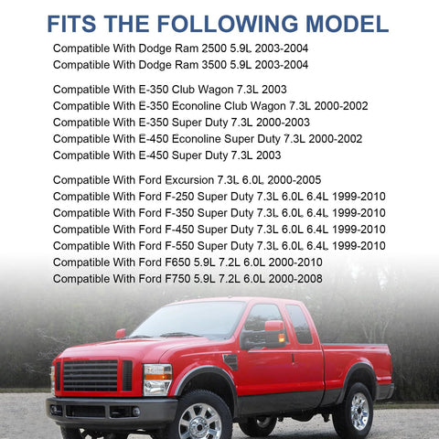 RADHLBNIU electric vacuum pump; compatible with Ford F-series and Dodge Ram; red pickup truck image.