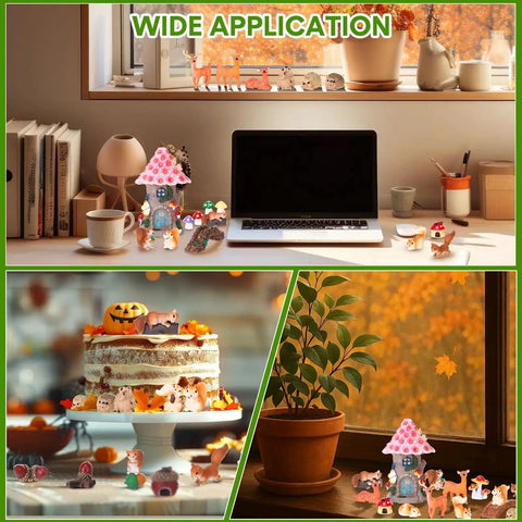 Totally Adorable Miniature Squirrel Garden Accessories Set With 19 Pieces Resin Squirrels Mushrooms for desk and cake decor