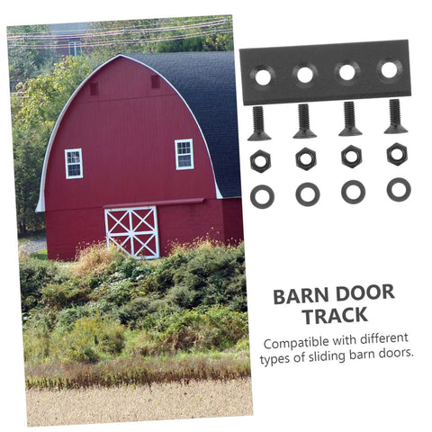 Beefy Track Fixing Connector For Barn Door Track And Sliding Gate Hardware Black Heavy Duty Bracket Set components displayed