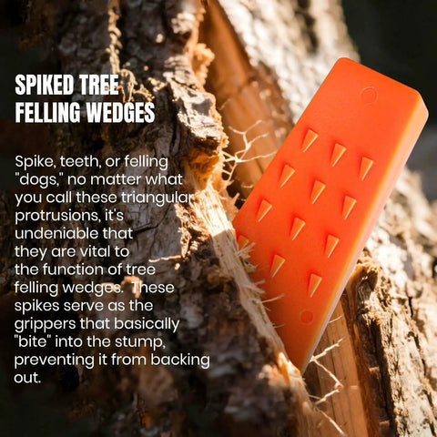 Tree Felling Wedges with Spikes 6 Pack 8 Inch and Five and a Half Inch Wedges for Directing and Stabilizing Logs