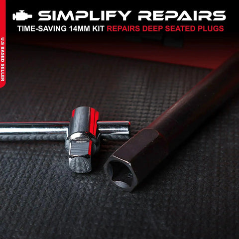 Spark Plug Thread Repair Kit For 14mm Metric Ports With Rethreading Taps Inserts And Reamer Deep Seat Fix No Fuss Tool