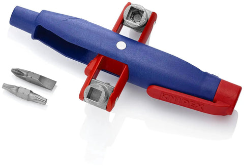 Pen Style Control Cabinet Key With Swivel Four Profile Heads, Eight And One Eighth Inch Long, portable utility key for shutoffs.