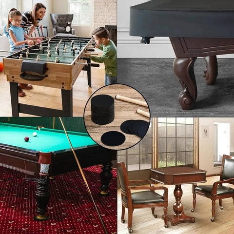 30 Piece Black Rubber Pool Table Leg Shims For Leveling On Sloped Floors 3 Inch Diameter Foot Pads with furniture setup