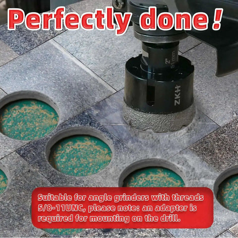 Pro Grade Diamond Core Drill Bits 3/4 Inch Vacuum Brazed Hole Saw For Tile Porcelain Ceramic Marble Stone Glass Granite With 5/8-11 UNC Thread in use on tile