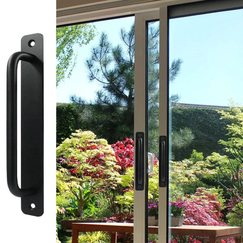 2 Pack Black Aluminum Barn Door Handles With 5 Inch Center Hole Sliding Closet Door Pulls For Wardrobe Cabinet Garage Gate 148mm L X 25mm W Rust Resistant Includes Four 16mm Screws And A Screwdriver