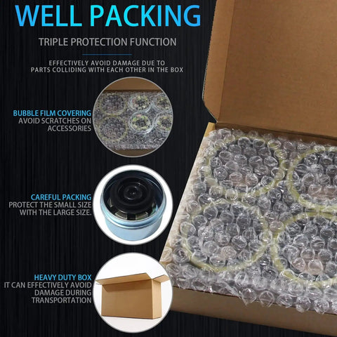 Open box showing Four Sets Premium Boat Trailer Bearing Kit For 3500 Lb Axles Fits 1-1/16 To 1-3/8 Inch Spindles with bubble wrap.