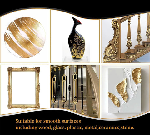 All-In-One Gold Leaf Gilding Kit With 24K Gold Foil Sheets used on decorative items, furniture, and art projects.