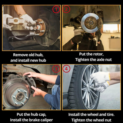 Step-by-step installation of Beefed-Up Rear Wheel Bearing Hub Assembly For ProMaster Vans, Heavy Duty Wheel Hub Replacement Fits Ram ProMaster 1500 2500 3500 2014-2019 3.6L V6, Rear Wheel Hubs Bearings Kit Built To Last.