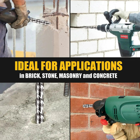 Half Inch By Twelve Inch SDS Plus Rotary Hammer Drill Bit With Carbide Tip Four Cutter For Brick Stone And Concrete Pack Of Two