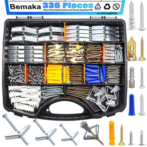 336 Piece Toggle Bolts Heavy Duty Drywall Anchors And Screws Assortment Kit With 11 Sizes Metal And Plastic Wall Anchors Kit