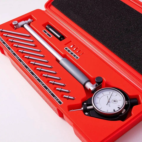 Precise Bore Gauge Set For Automotive Machining 2 To 6 Inch Range With 0.001 Inch Accuracy Dial Indicator Gauge Kit in red case