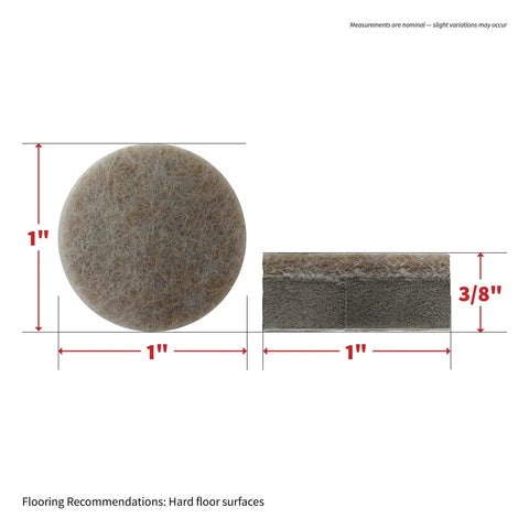 1 Inch Round Self Adhesive Felt Furniture Sliders For Hard Floors Leveling Pads To Stop Scratches Scuffs And Noise On Beds Sofas Dressers Set Of 8 Beige