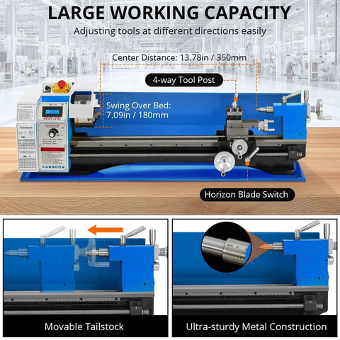 Beefy 9 By 30 Inch Metal Lathe With 1100W Motor And 2500 RPM Mini Lathe For Turning Drilling Threading Steel Aluminum Brass