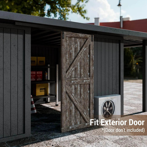 Heavy Duty 5 Foot Ceiling Mount Box Rail Barn Door Hardware Kit for single door in exterior setting, door not included.