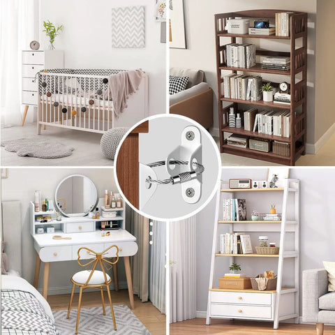 Anti Tip Furniture Anchors 10 Pack For Baby Proofing And Home Safety Wall Straps To Secure Dresser And Heavy Furniture