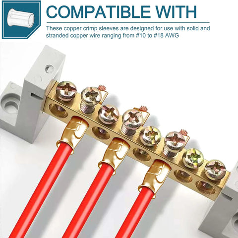 Installed Your Go To Copper Crimp Sleeve Wire Connector For Solid And Stranded 10 To 18 AWG Wire, Vibration Resistant Permanent