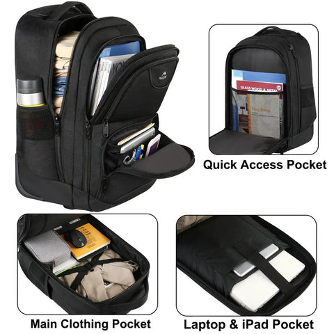 Rolling Laptop Backpack With Wheels 17 Inch Water Resistant Carry On Luggage with compartments for business and college use