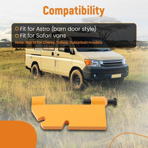 Compatibility of Door Hinge Puller For Astro And Safari Vans Hinge Pin Removal Tool Yellow Made From Premium Q235 Steel with van in background