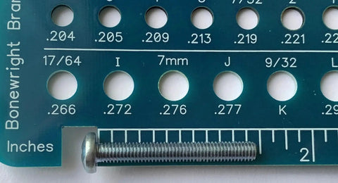 Three In One Drill Bit Gauge For Quick Bit ID With 92 Sizes From One Thirty Second Inch Up To Letter Size P showing drill sizes
