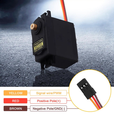 6-Pack High Speed Digital Metal Gear RC Servo, 55g Weight, 180-Degree Sweep, Waterproof, wire connection diagram