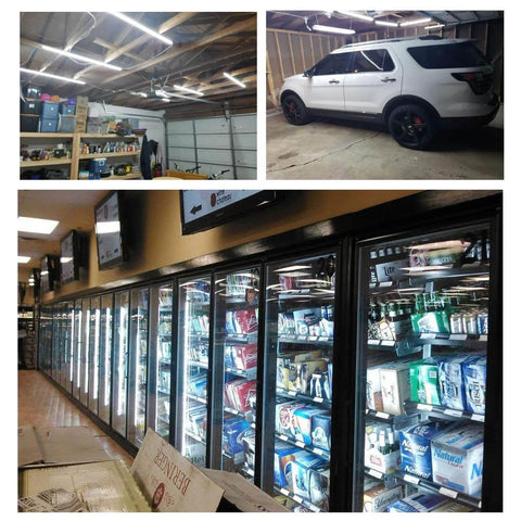 3 Meter Double End LED Linkable Power Cord For T5 And T8 Tube Light Fixtures illuminating shop, garage, and grocery store cooler.