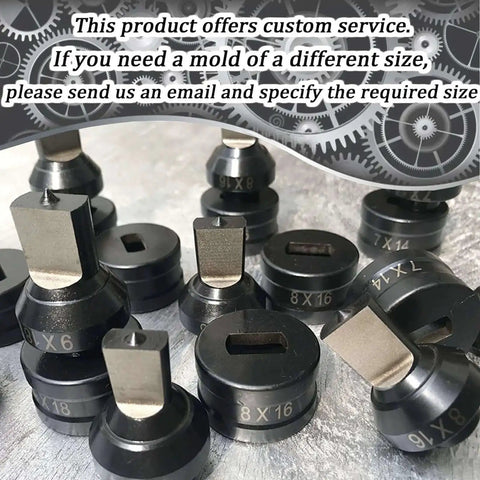8-Piece Hydraulic Oval Hole Punch Die Set For CH-70 And CH-60 Punching Machines, visible dies in chrome steel material