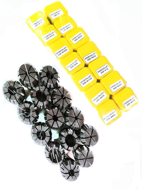 14 Piece Spring Collet Set For CNC Engraving And Milling Lathe Tools ER20 Collets with yellow labeled containers